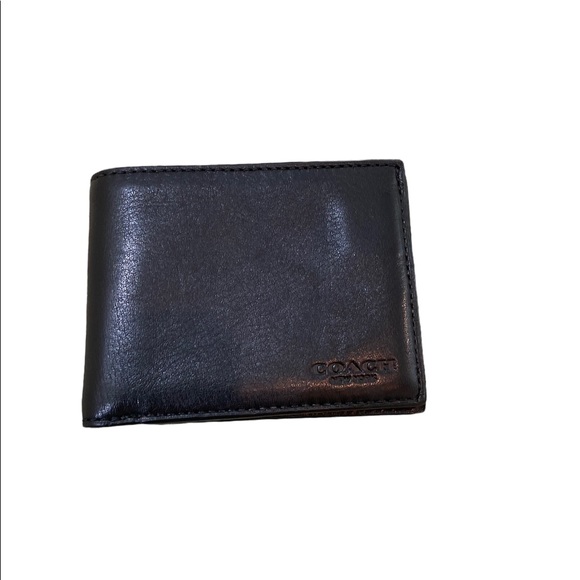 Coach Other - Men’s Coach black leather billfold wallet 4 sleeve & clear window
